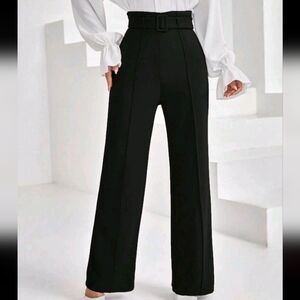 Women's High Waisted Belted Loose Pants